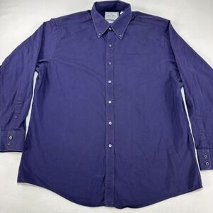 Brooks Brothers Dress Shirt Mens 17.5 34/35 Purple Solid Regent Thomas Mason LS